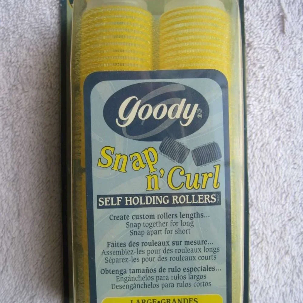 8 Goody Snap & Curl Self Holding Rollers Classic Hair Curlers Hook Large Medium